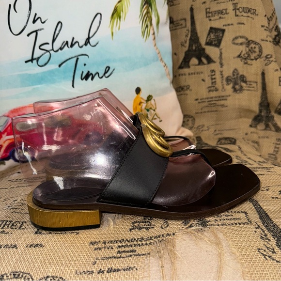 Gucci Marmont  Black Leather Thong Sandals Size 38.5
100% Authentic - Picture 6 of 12